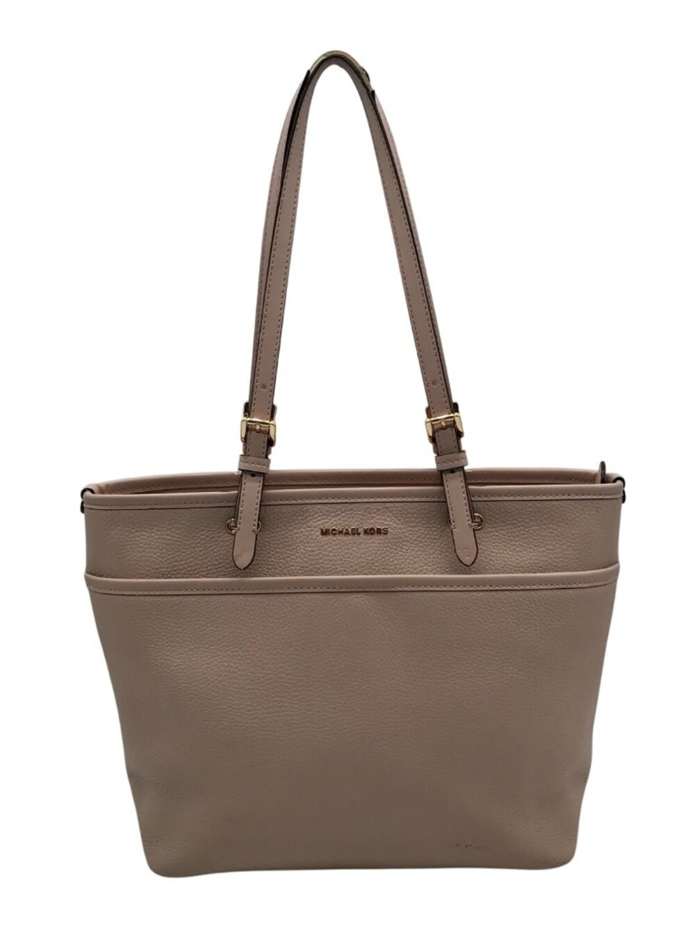 Michael Kors Light Pink Pebbled Leather Winston Top Zip Pocket Tote